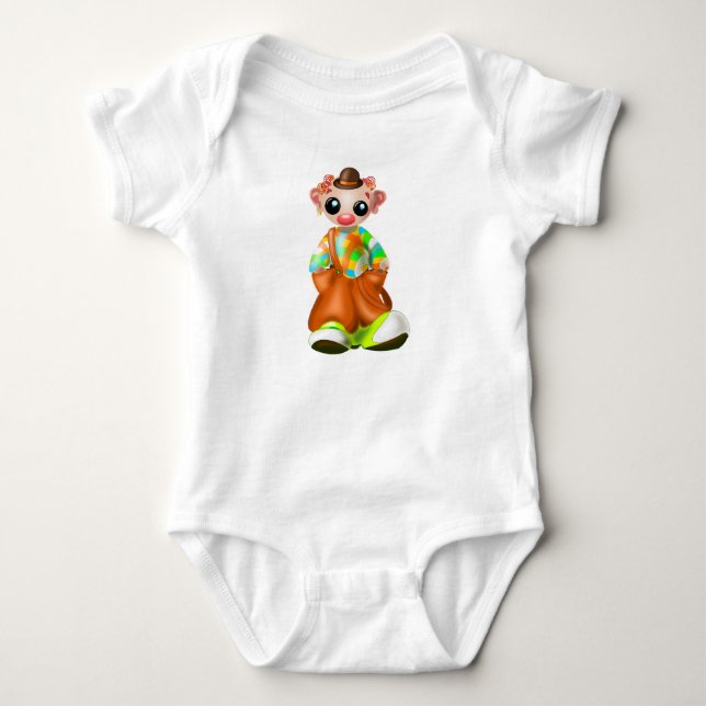 T-shirt Bodysuits de Bebê Palhaço Fofo (Frente)