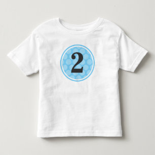 T-shirt Bolinhas Azul Moderno Segundo Aniversário Número 2