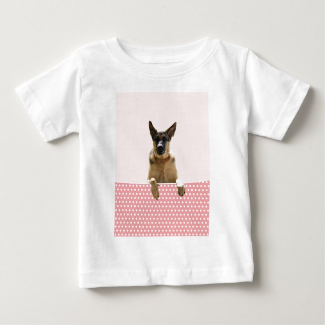T-shirt Bolinhas Rosa german shepherd (Frente)