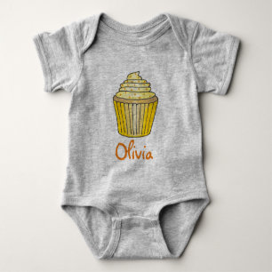 T-shirt Bolo de aspersão de Cupcake amarelo-limão personal