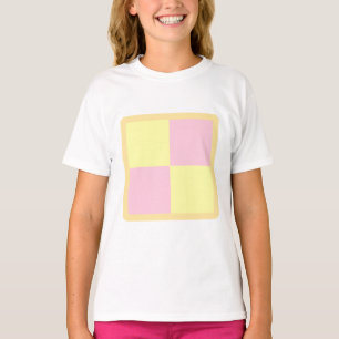 T-shirt Bolo de Battenburg. Rosa e amarelo