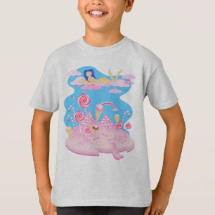 T-shirt Bolo mundial de doces cor-de-rosa para festa de an