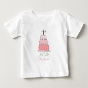 T-shirt Bolo Rosa Chique e Caprichoso Festa de 4º Aniversá
