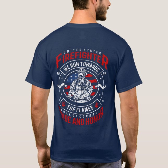 T-shirt Bombeiro Patriótico dos Estados Unidos (Verso)