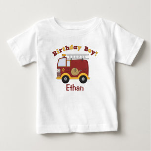 T-shirt Bombeiros Crianças de Aniversário Personalizadas
