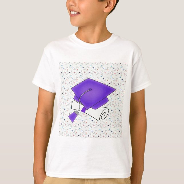 T-shirt Boné de formatura & diploma roxos, diplomas (Frente)