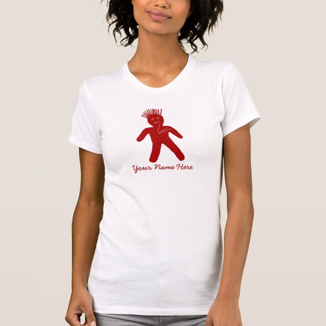 T-shirt Boneca de Voodoo Vermelha Sanguínea (Frente)