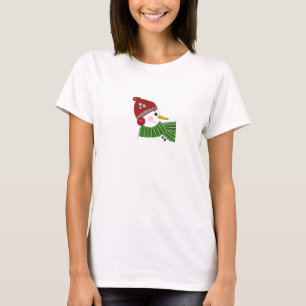 T-shirt Boneco de Neve com Chapéu Vermelho e Cachecol Verd