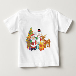 T-shirt Boneco de neve da rena do papai noel da árvore de