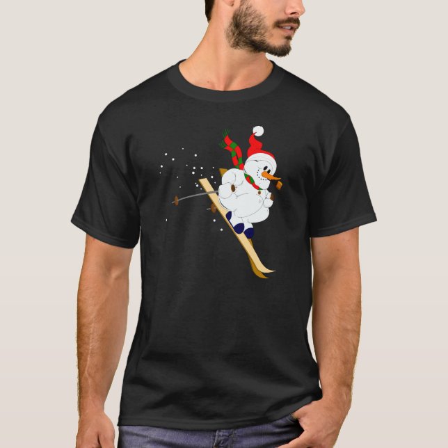 T-shirt Boneco de neve em esquis (Frente)