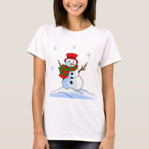 T-shirt Boneco de neve feito sob encomenda na neve e nos