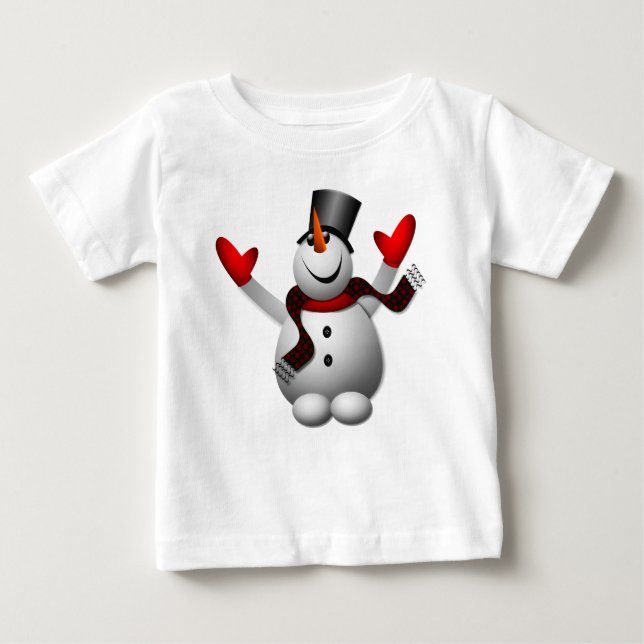 T-shirt Boneco de Neve Feliz Fofo (Frente)