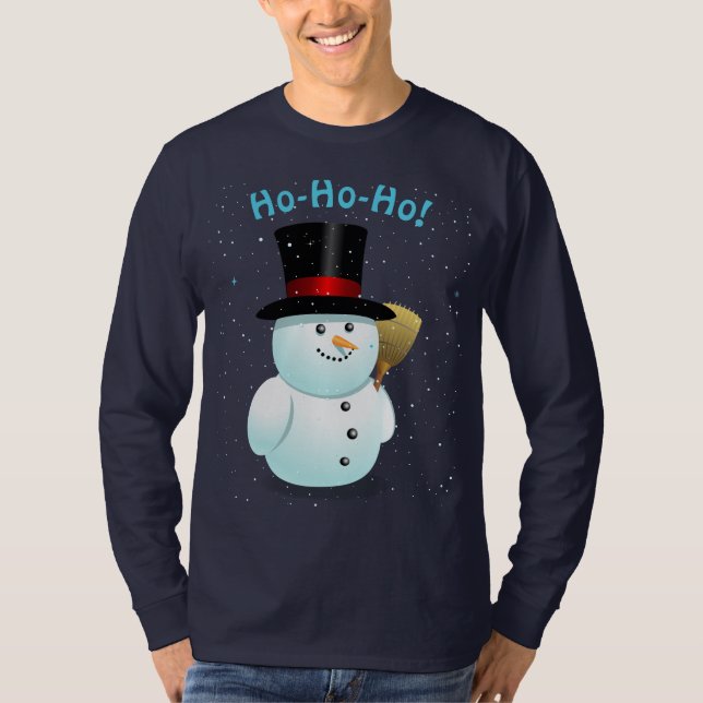 T-shirt Boneco de neve legal com o chapéu alto de feltro (Frente)