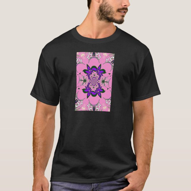 T-shirt Bonita Bebê Rosa Floral Roxo-Forte Arte-Motif (Frente)