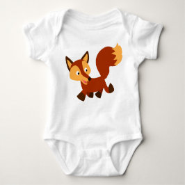 T-shirt Bonita e Feliz Cartoon Fox Baby Bodyfit