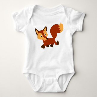 T-shirt Bonita e Feliz Cartoon Fox Baby Bodyfit