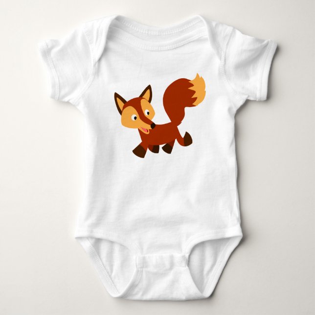 T-shirt Bonita e Feliz Cartoon Fox Baby Bodyfit (Frente)