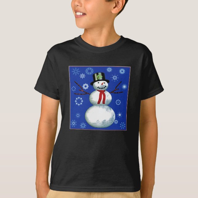 T-shirt bonitão de neve no chapéu (Frente)
