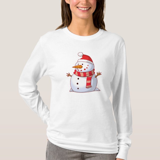 T-shirt Bonito boneco de neve de Natal (Frente)