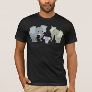 T-shirt bonito da família do elefante dos desenho