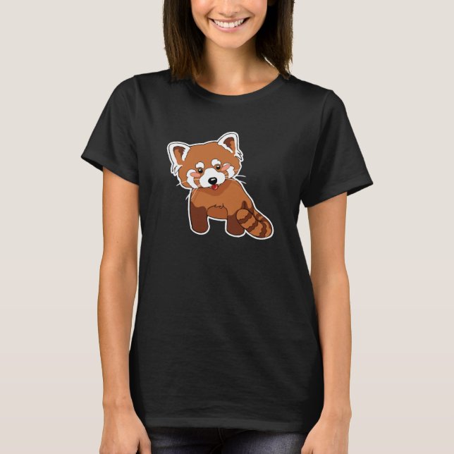 T-shirt bonito da panda vermelha (Frente)