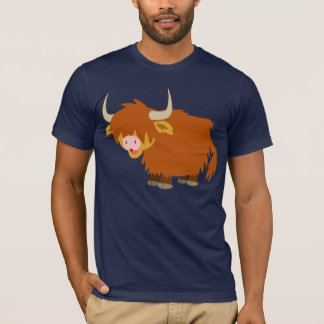 T-shirt bonito da vaca das montanhas dos desenhos