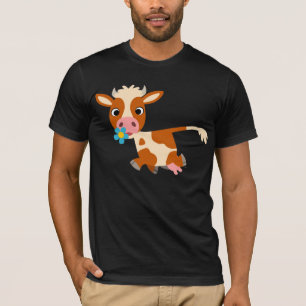 T-shirt bonito da vaca trotar dos desenhos