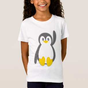 T-shirt bonito das meninas da onda do pinguim