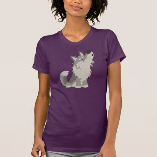T-shirt bonito das mulheres do lobo dos desenhos