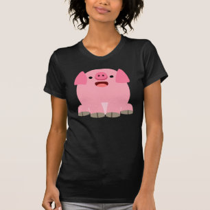 T-shirt bonito das mulheres do porco dos desenhos