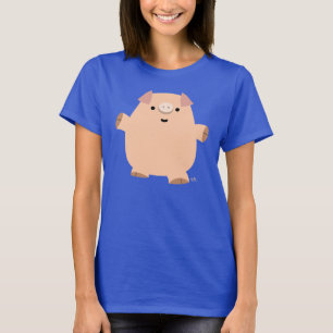 T-shirt bonito das mulheres do porco dos desenhos