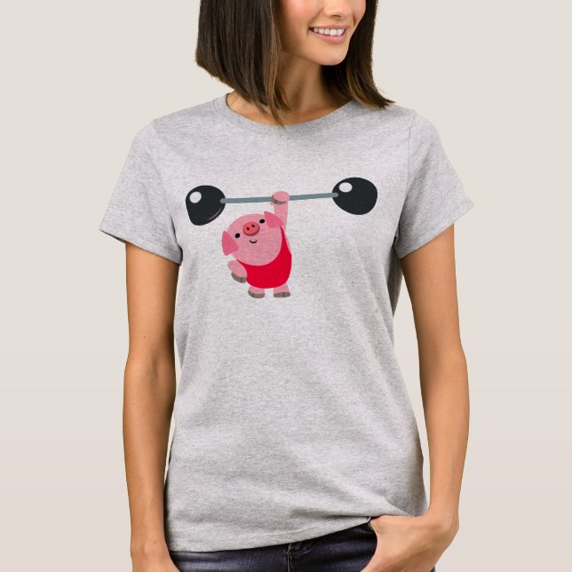 T-shirt bonito das mulheres do porco dos desenhos (Frente)