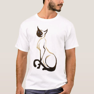 T-shirt bonito de assento do gato Siamese
