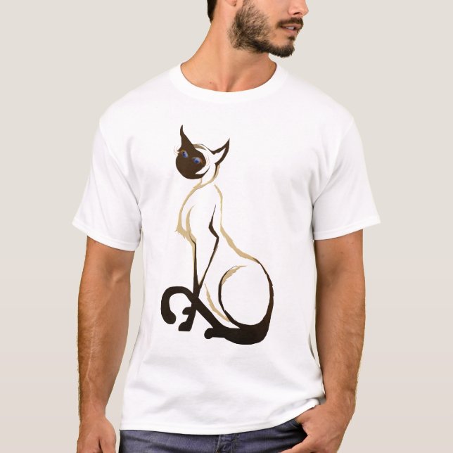 T-shirt bonito de assento do gato Siamese (Frente)