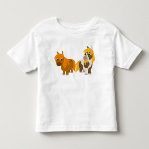 T-shirt bonito de duas crianças dos pôneis dos
