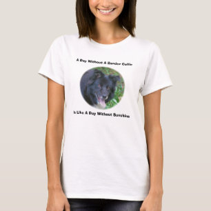 T-shirt bonito de sorriso do cão de border collie