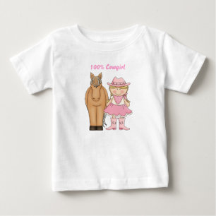 T-shirt bonito do bebê da vaqueira 100% e do
