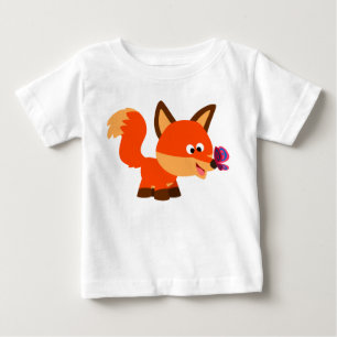 T-shirt bonito do bebê do Fox e da borboleta dos