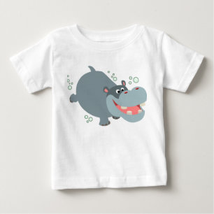 T-shirt bonito do bebê do hipopótamo dos desenho