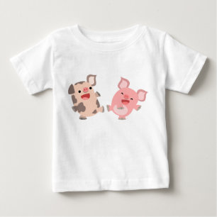 T-shirt bonito do bebê dos porcos dos desenhos