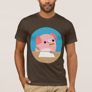 T-shirt bonito do bloco escritor pequeno" do porco
