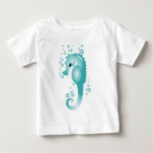 T-shirt bonito do cavalo marinho da criança do KR