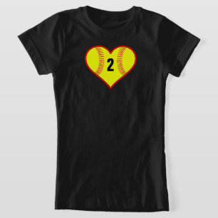 T-shirt bonito do costume do coração do softball