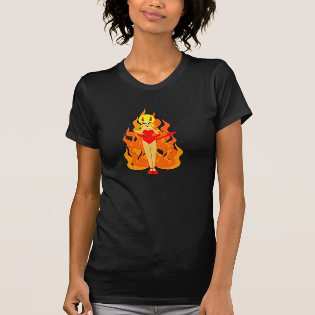 T-shirt bonito do diabo do pop art (Frente)