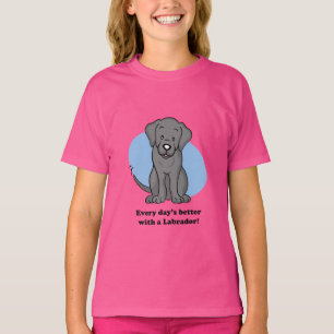 T-shirt bonito do miúdo de Labrador dos desenhos