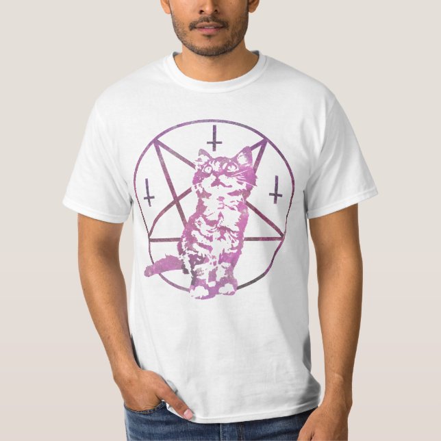 T-shirt bonito do Pentagram & do gatinho (Frente)
