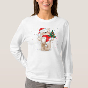 t-shirt bonito do urso de ursinho do Natal
