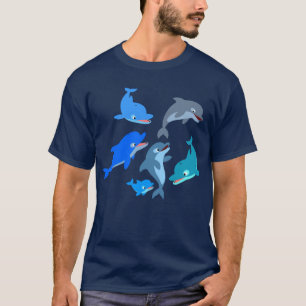 T-shirt bonito do vagem do golfinho dos desenhos