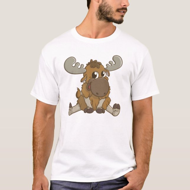 T-shirt bonito dos alces dos desenhos animados (Frente)