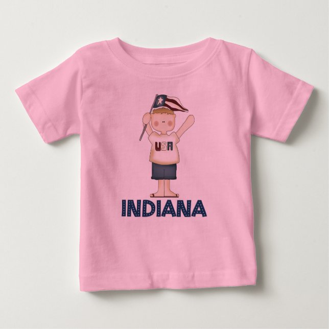 T-shirt bonito dos miúdos de Indiana EUA (Frente)